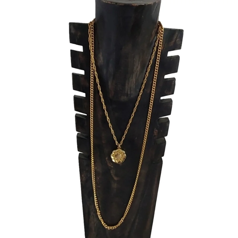VINTAGE FREIRICH DOUBLE STRANDS‎ STAMPED YELLOW CHAIN 15